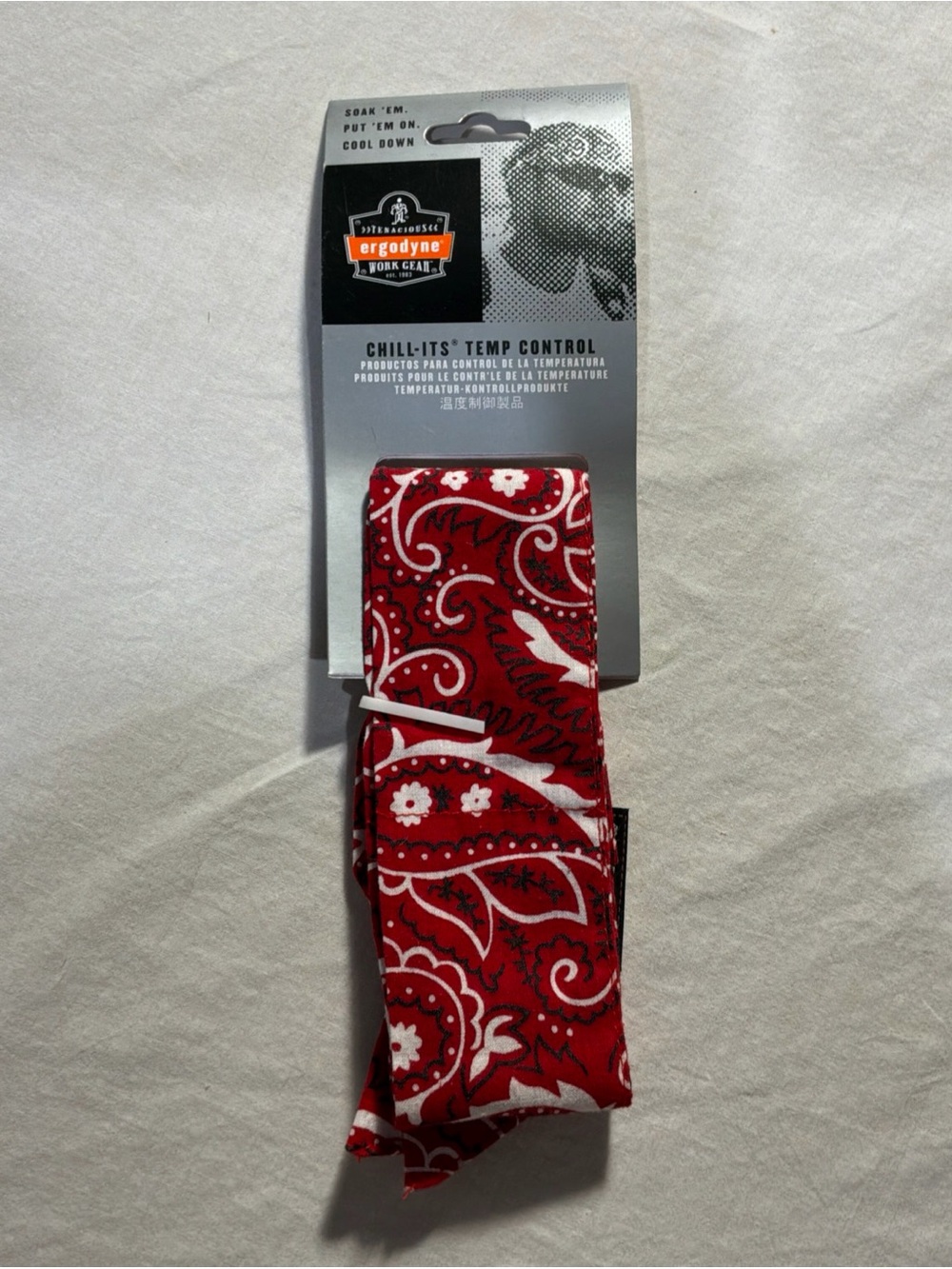 NEW Ergodyne Chill Its Temp Control Cooling Tie Bandana Western Paisley Red